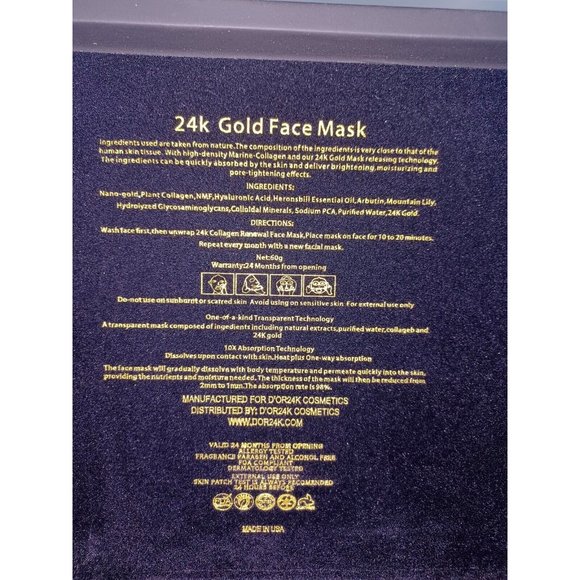 24K Gold Luxury Gift 17pc Deluxe Set-Face Masks, Eye Masks, Gold Leaf - Picture 5 of 6